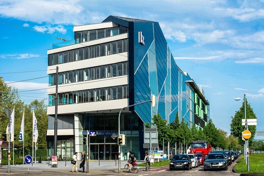 Das Verwaltungsgebäude aus dem Jahr 2008 in Durlach. Foto: Voba Karlsruhe