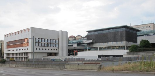 Foto von der Baustelle des Erweiterungsbaus der Württembergischen Landesbibliothek (Stand 19.07.2019) (Foto: Vermögen und Bau Baden-Württemberg - Amt Stuttgart)