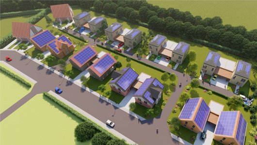 Die "Smart City" in Harsefeld wird u.a. mit modernster Wärmepumpentechnik versorgt. (Grafik: Viebrockhaus)